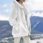 מעיל “דפנה” – מעיל פליז קאשמירי חמים עם קפוצ׳ון ורוכסן