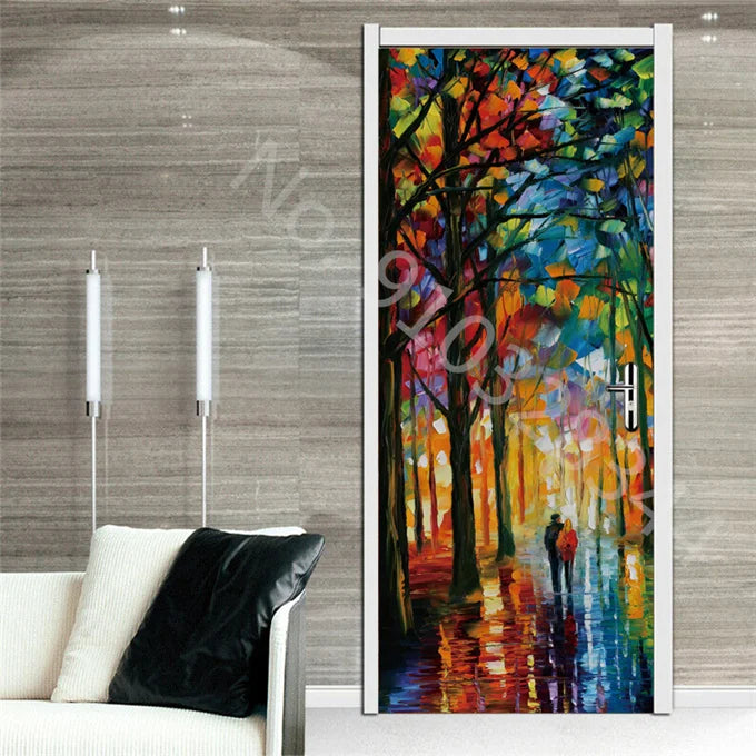 מדבקת דלת “ציור שמן 3D”