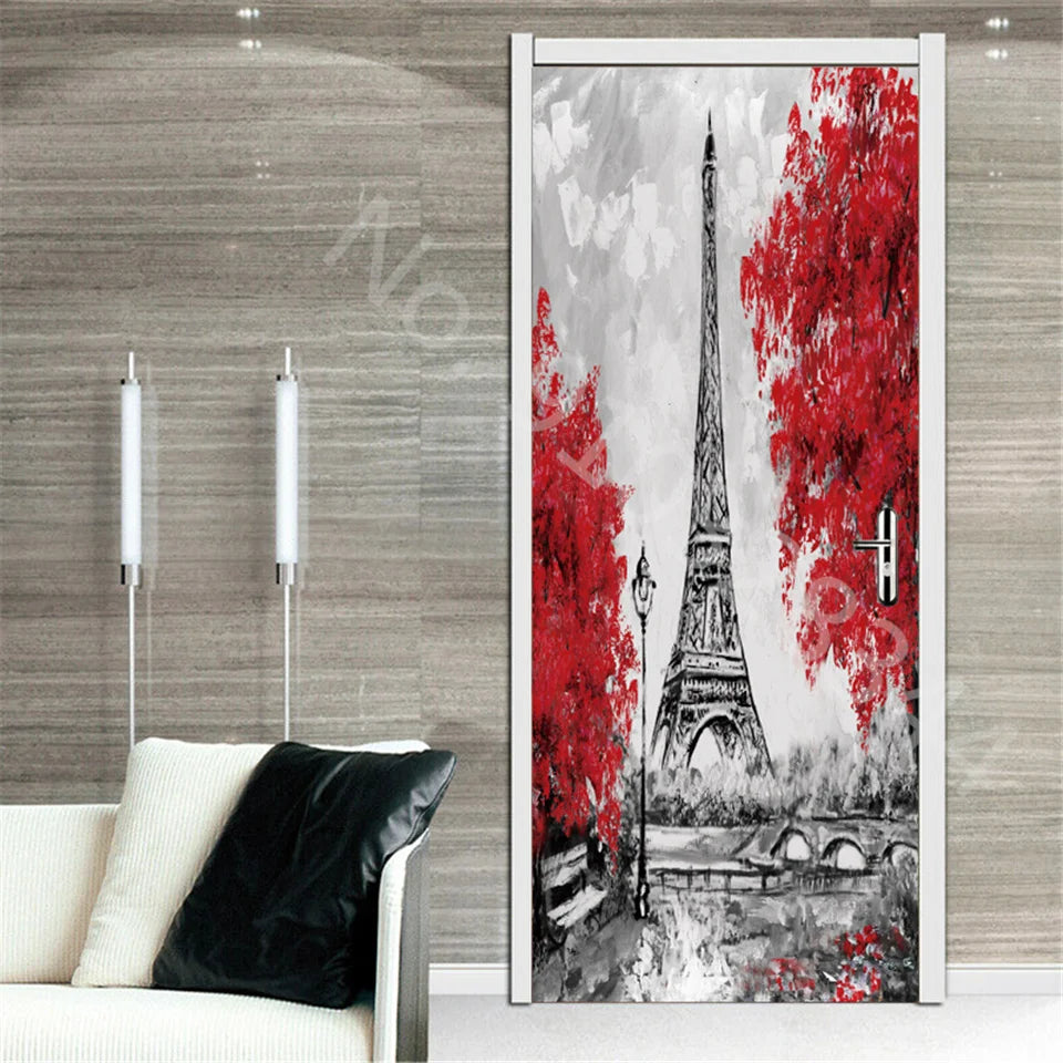 מדבקת דלת “ציור שמן 3D”