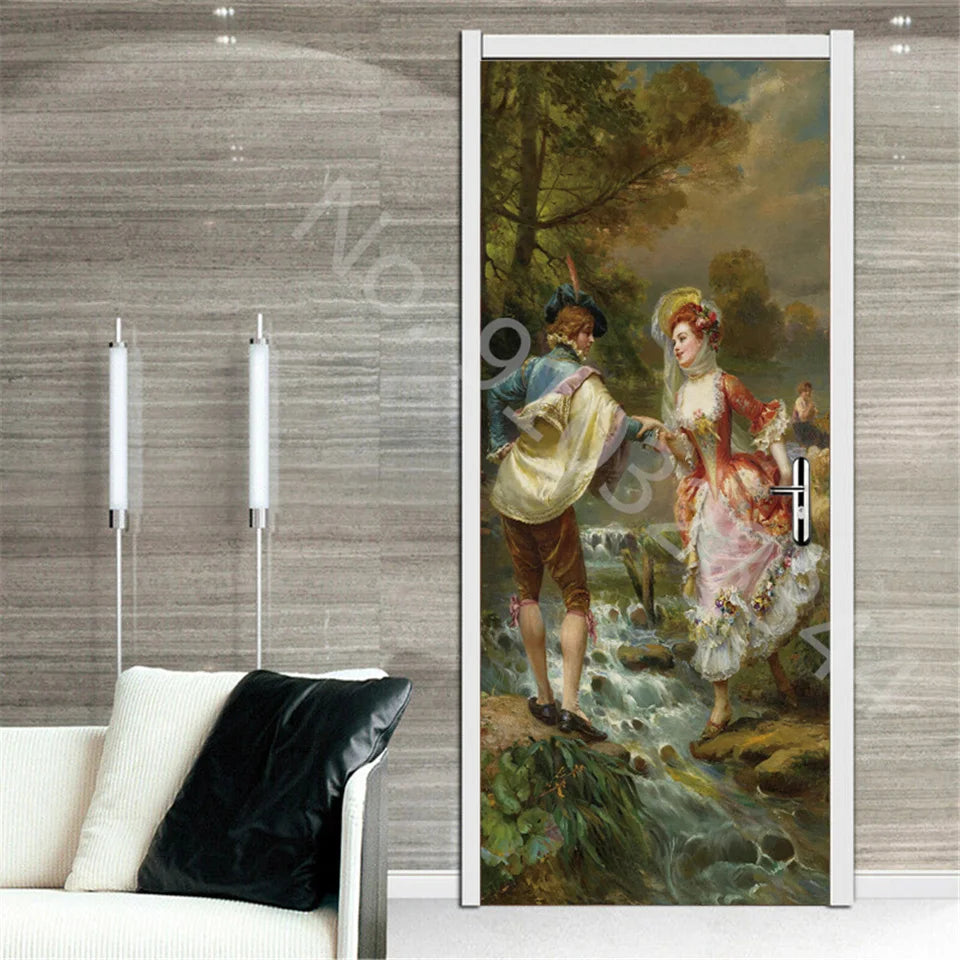 מדבקת דלת “ציור שמן 3D”