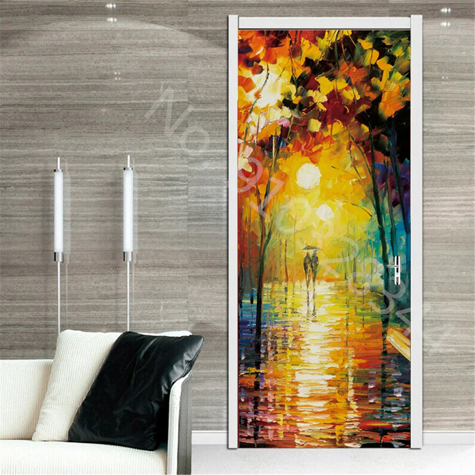 מדבקת דלת “ציור שמן 3D”