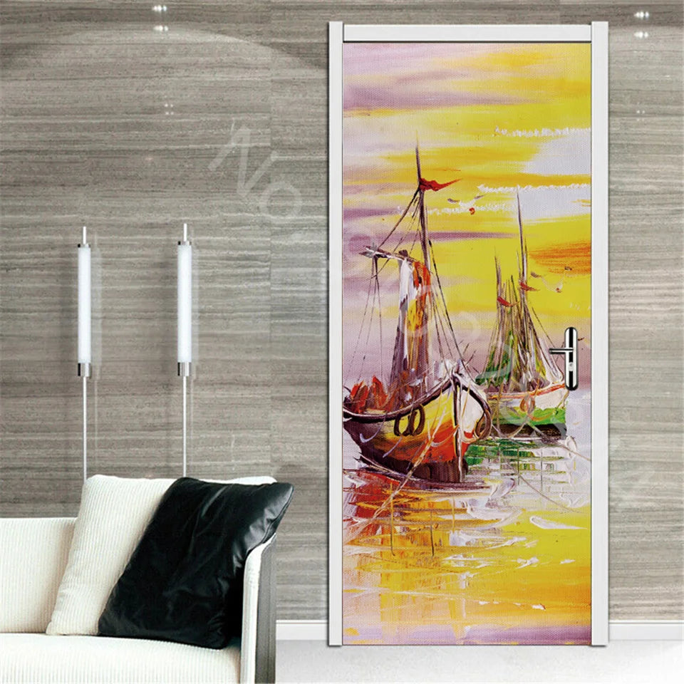 מדבקת דלת “ציור שמן 3D”