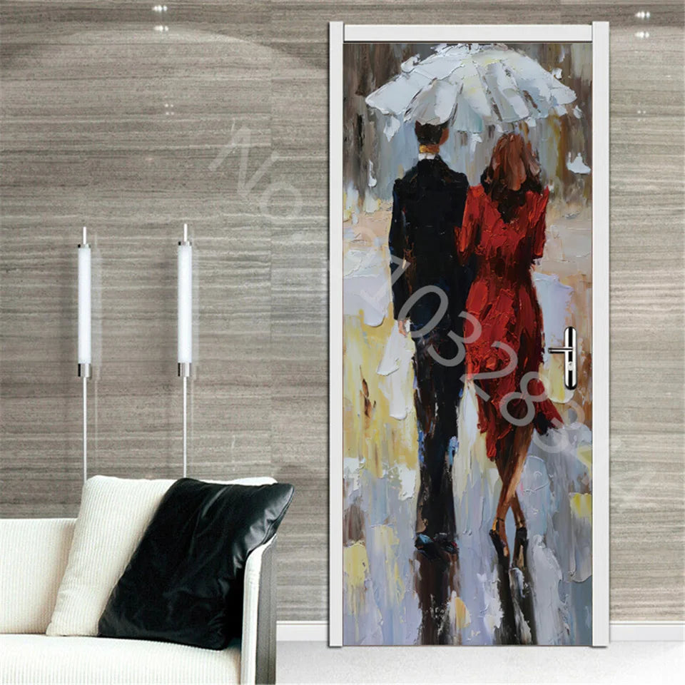 מדבקת דלת “ציור שמן 3D”