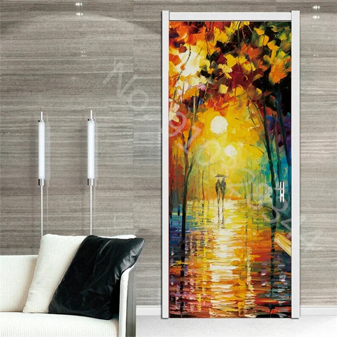 מדבקת דלת “ציור שמן 3D”