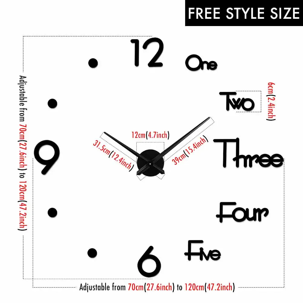 שעון קיר 3D מודרני בהדבקה עצמית