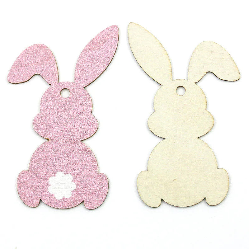 לבית – סט תליוני עץ דקורטיביים (12 יח’) – ארנבים מעוצבים לתלייה ו-DIY