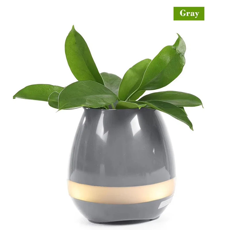 עציץ חכם עם רמקול בלוטות' מובנה ונורות LED