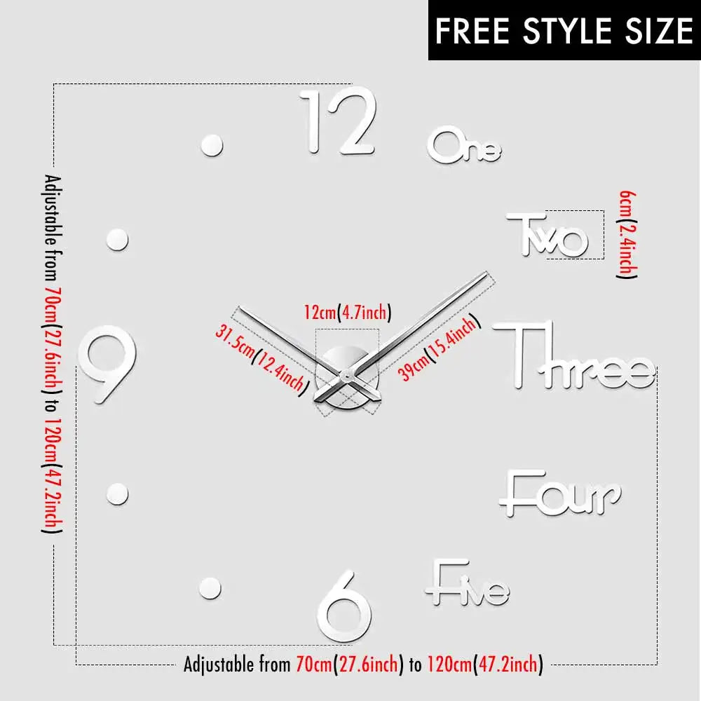 שעון קיר 3D מודרני בהדבקה עצמית