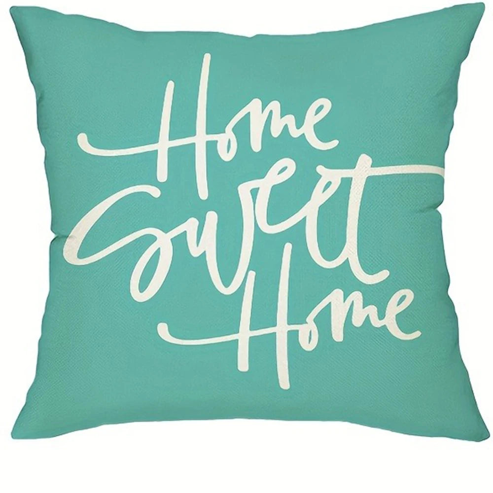 כיסוי כרית דקורטיבי עם הדפס עלי טרופיים "SWEET HOME"