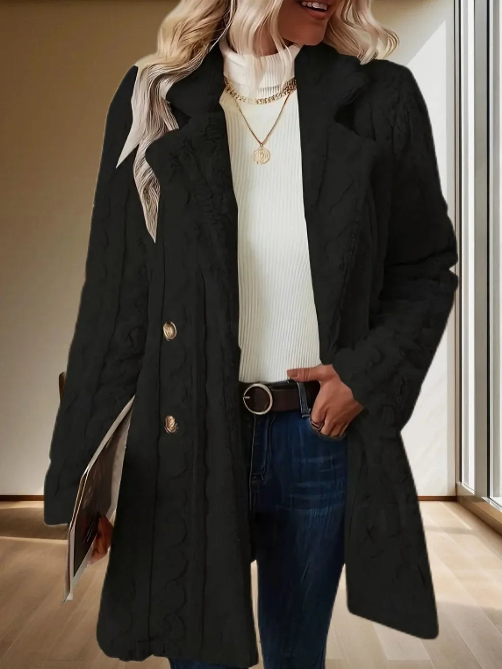 מעיל “קלרה” – מעיל פלש כפול־שורה, חמים, נשי ומלא סטייל לחורף