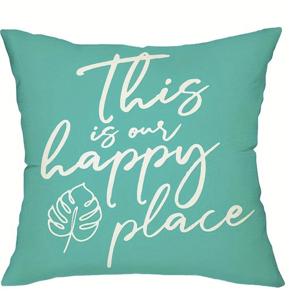 כיסוי כרית דקורטיבי עם הדפס עלי טרופיים "SWEET HOME"