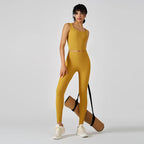 סט “אלין” – סט יוגה וריבד לנשים עם גופייה מרובעת וטייץ מחטב