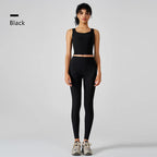 סט “אלין” – סט יוגה וריבד לנשים עם גופייה מרובעת וטייץ מחטב