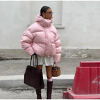 מעיל חורפי קצר לנשים – עם קפוצ׳ון, רוכסן וכפתורים