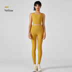 סט “אלין” – סט יוגה וריבד לנשים עם גופייה מרובעת וטייץ מחטב