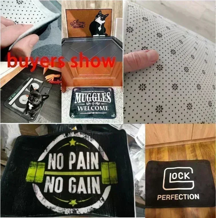 שטיח כניסה פלנל בעיצוב בייסבול “There’s No Plate Like Home”