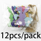 לבית – סט תליוני עץ דקורטיביים (12 יח’) – ארנבים מעוצבים לתלייה ו-DIY