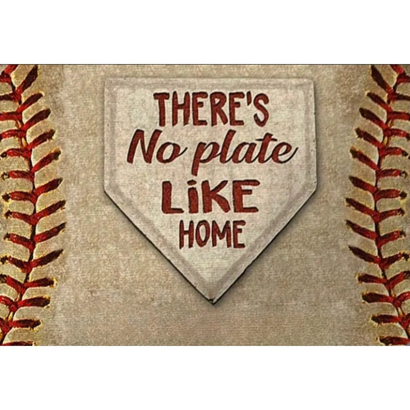 שטיח כניסה פלנל בעיצוב בייסבול “There’s No Plate Like Home”