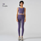 סט “אלין” – סט יוגה וריבד לנשים עם גופייה מרובעת וטייץ מחטב