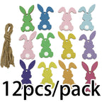 לבית – סט תליוני עץ דקורטיביים (12 יח’) – ארנבים מעוצבים לתלייה ו-DIY