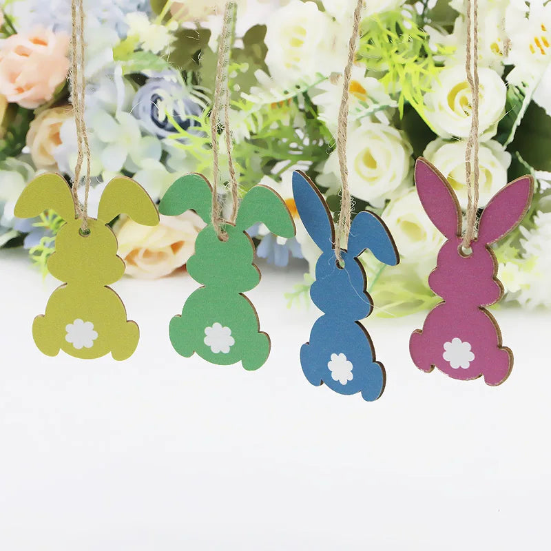 לבית – סט תליוני עץ דקורטיביים (12 יח’) – ארנבים מעוצבים לתלייה ו-DIY