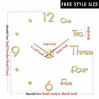 שעון קיר 3D מודרני בהדבקה עצמית