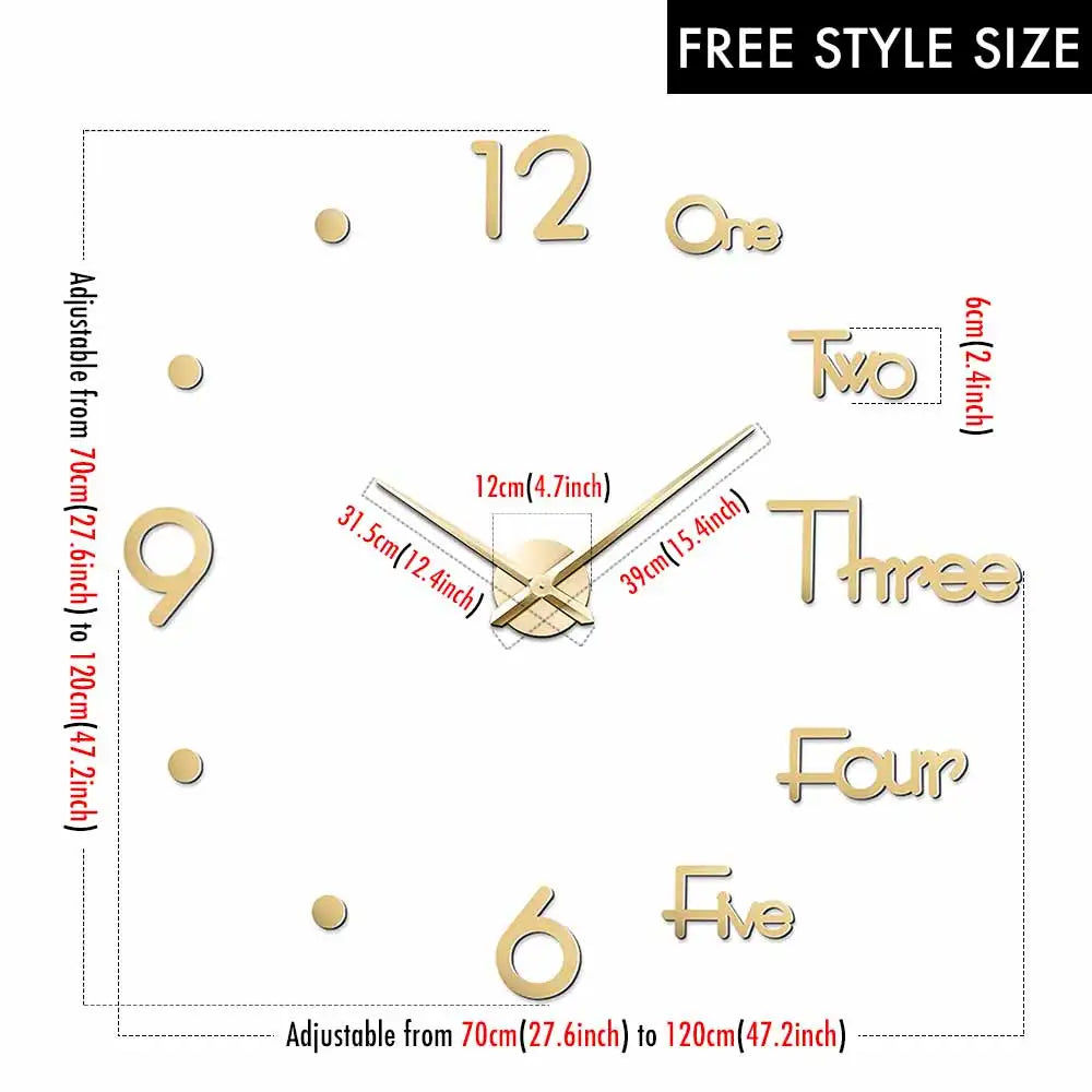 שעון קיר 3D מודרני בהדבקה עצמית