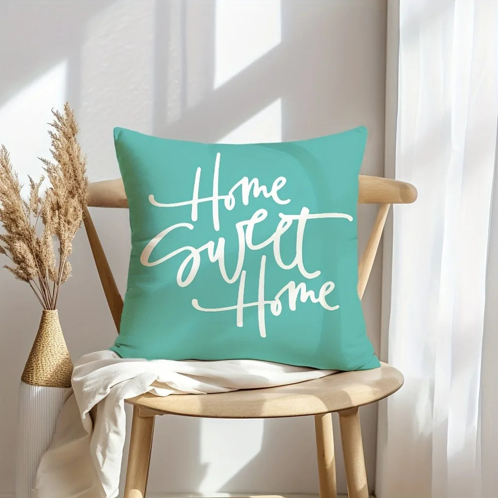 כיסוי כרית דקורטיבי עם הדפס עלי טרופיים "SWEET HOME"