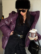 מעיל חורפי קצר לנשים – עם קפוצ׳ון, רוכסן וכפתורים