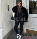 מעיל “קורל” – מעיל פרווה חום עמוק בסגנון High Street יוקרתי