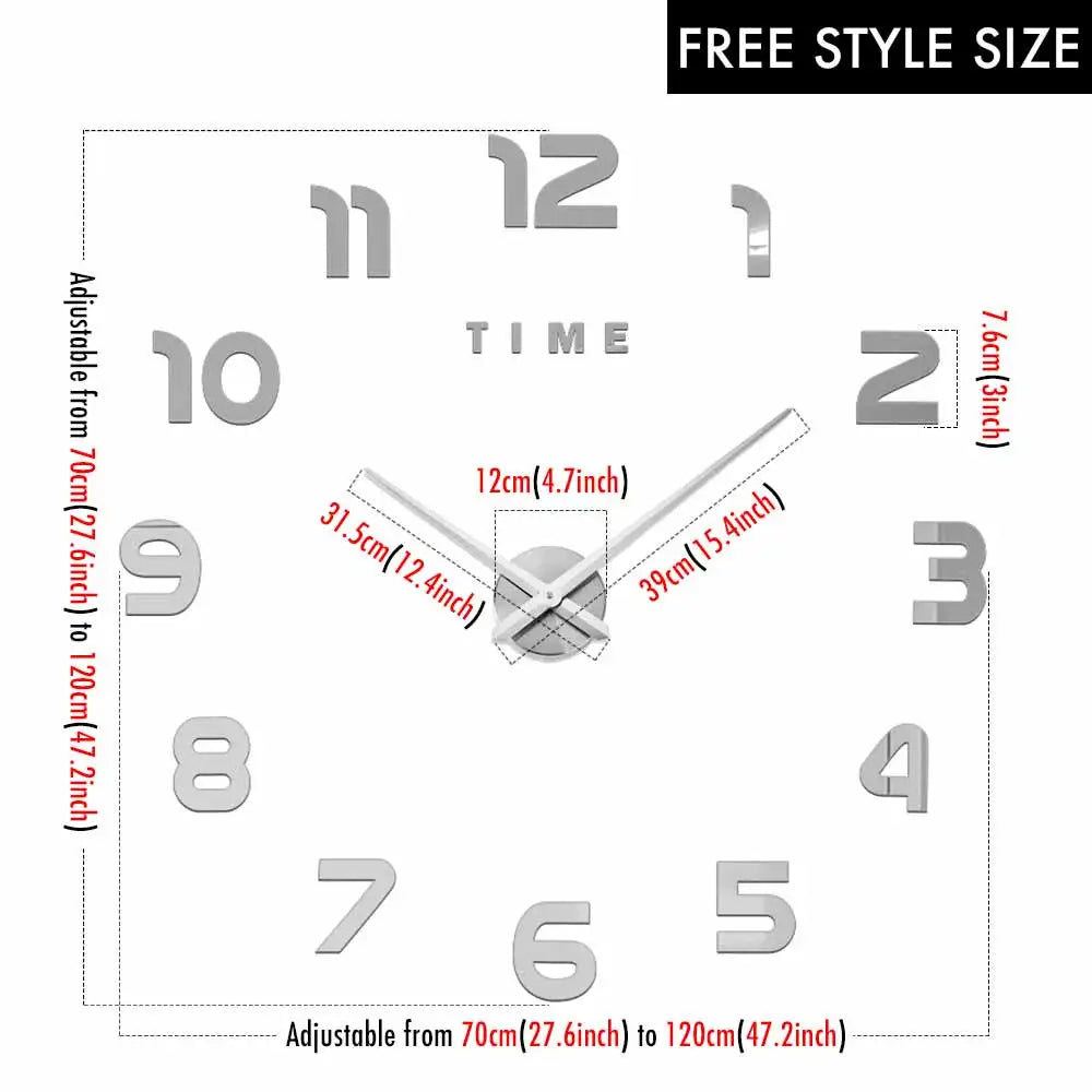 שעון קיר 3D מודרני בהדבקה עצמית