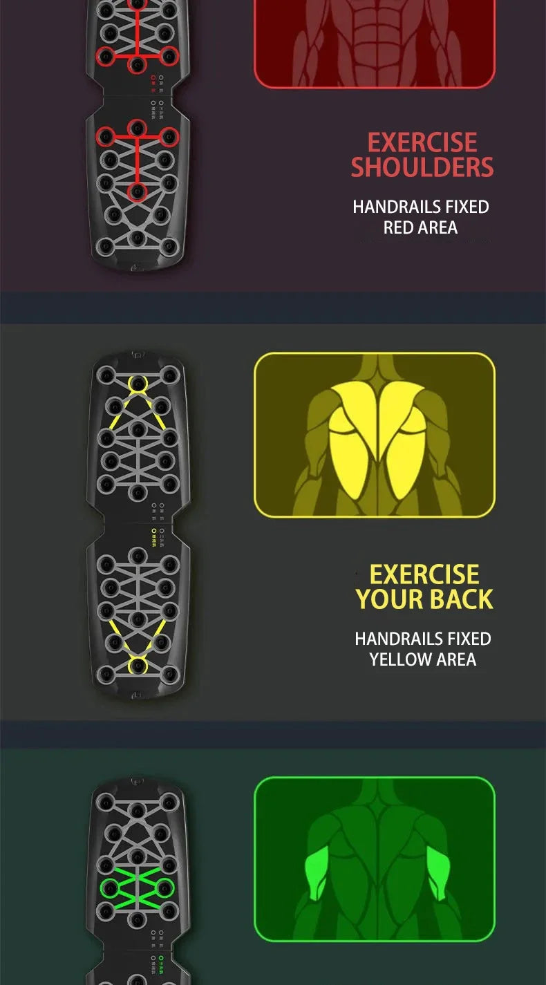 לוח שכיבות סמיכה צבעוני – מערכת אימון עליון מלאה