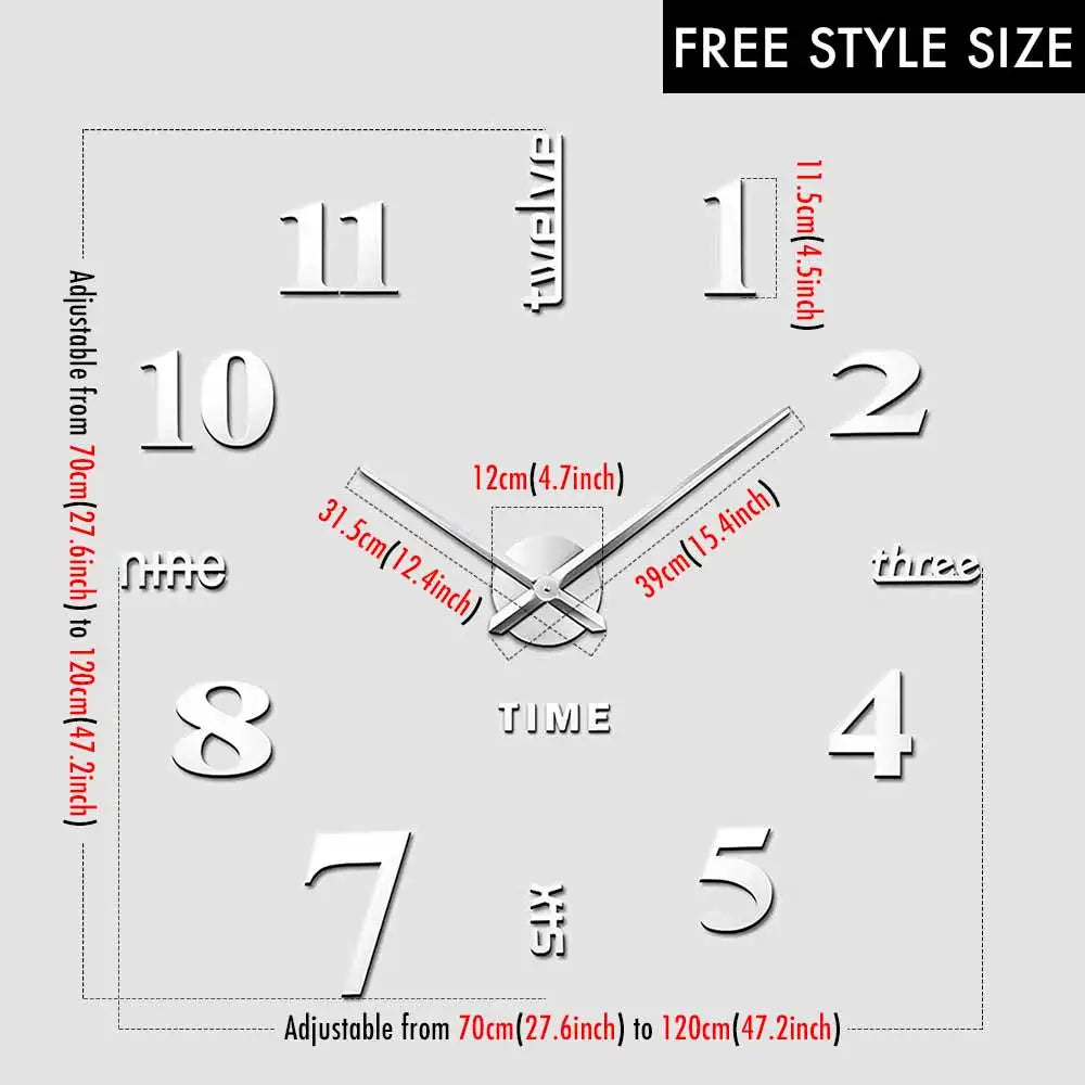 שעון קיר 3D מודרני בהדבקה עצמית