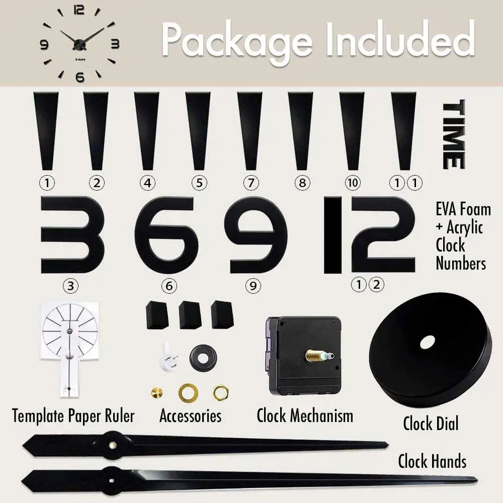 שעון קיר 3D מודרני בהדבקה עצמית