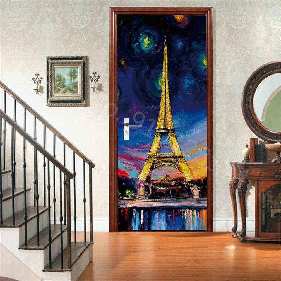 מדבקת דלת “ציור שמן 3D”