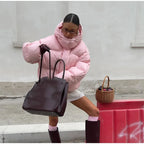 מעיל חורפי קצר לנשים – עם קפוצ׳ון, רוכסן וכפתורים