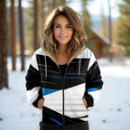 מעיל “נעמה” – מעיל חורף מעוצב עם הדפס גיאומטרי וקפוצ’ון פרוותי