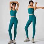 סט “אלין” – סט יוגה וריבד לנשים עם גופייה מרובעת וטייץ מחטב