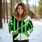 מעיל “נעמה” – מעיל חורף מעוצב עם הדפס גיאומטרי וקפוצ’ון פרוותי