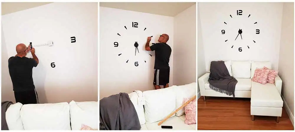 שעון קיר 3D מודרני בהדבקה עצמית